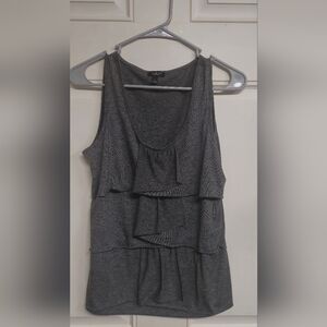 Women's Size Small Talbots Gray Sleeveless Tank with layered front Ruffles.